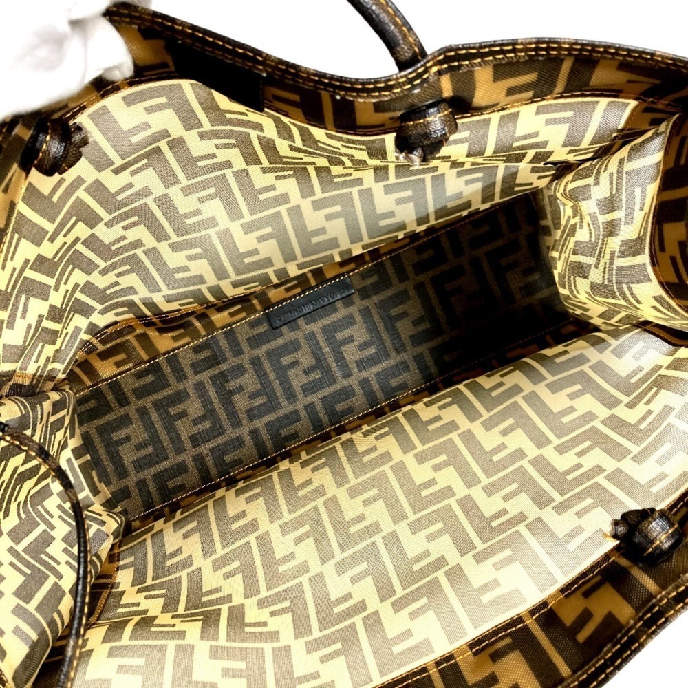 FENDI handbag with pouch, Zucca mesh logo, tote bag, shoulder women's, brown. - Picture 11 of 13